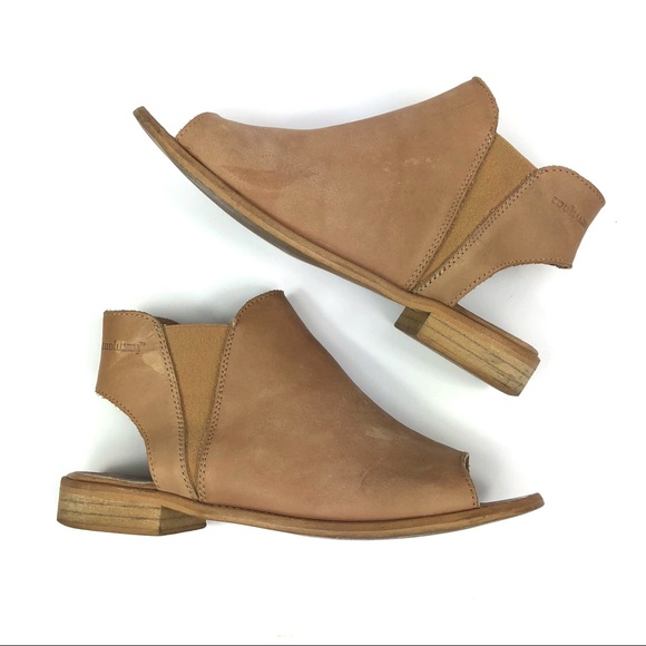 Coolway Shoes - Coolway Ciara Peep Toe Sandal Ankle Boot Tan 7.5